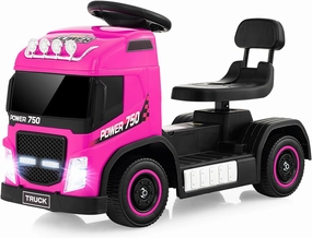 Costzon Ride on Car, 6V Battery Powered Kids Car to Drive with Height Adjustable Seat, LED Lights, Music & Horn Sound, Electric or Coasting Mode, 2-in-1 Ride on Toy for Toddler Boys & Girls (Pink)
