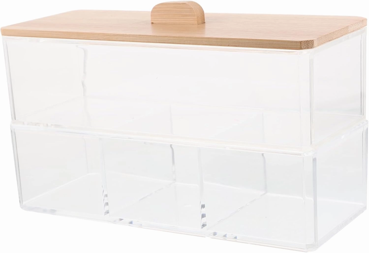Cotton Pad Storage Container with Lid Desktop Organizer for Cotton Balls and Swabs Portable Makeup Pad Holder with Dividers for Vanity and Bathroom Use