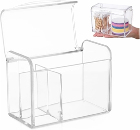 Cotton Swab Holder Lid Acrylic Cotton Pad Organizer Reusable Storage Tube Flip-