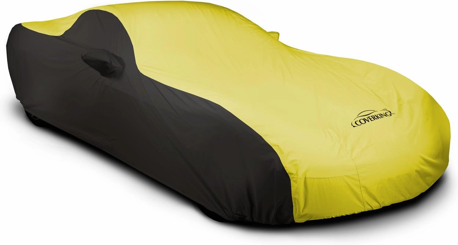 Coverking Custom Fit Car Cover for Select DeTomaso Pantera Models - Stormproof (Yellow with Black Sides)