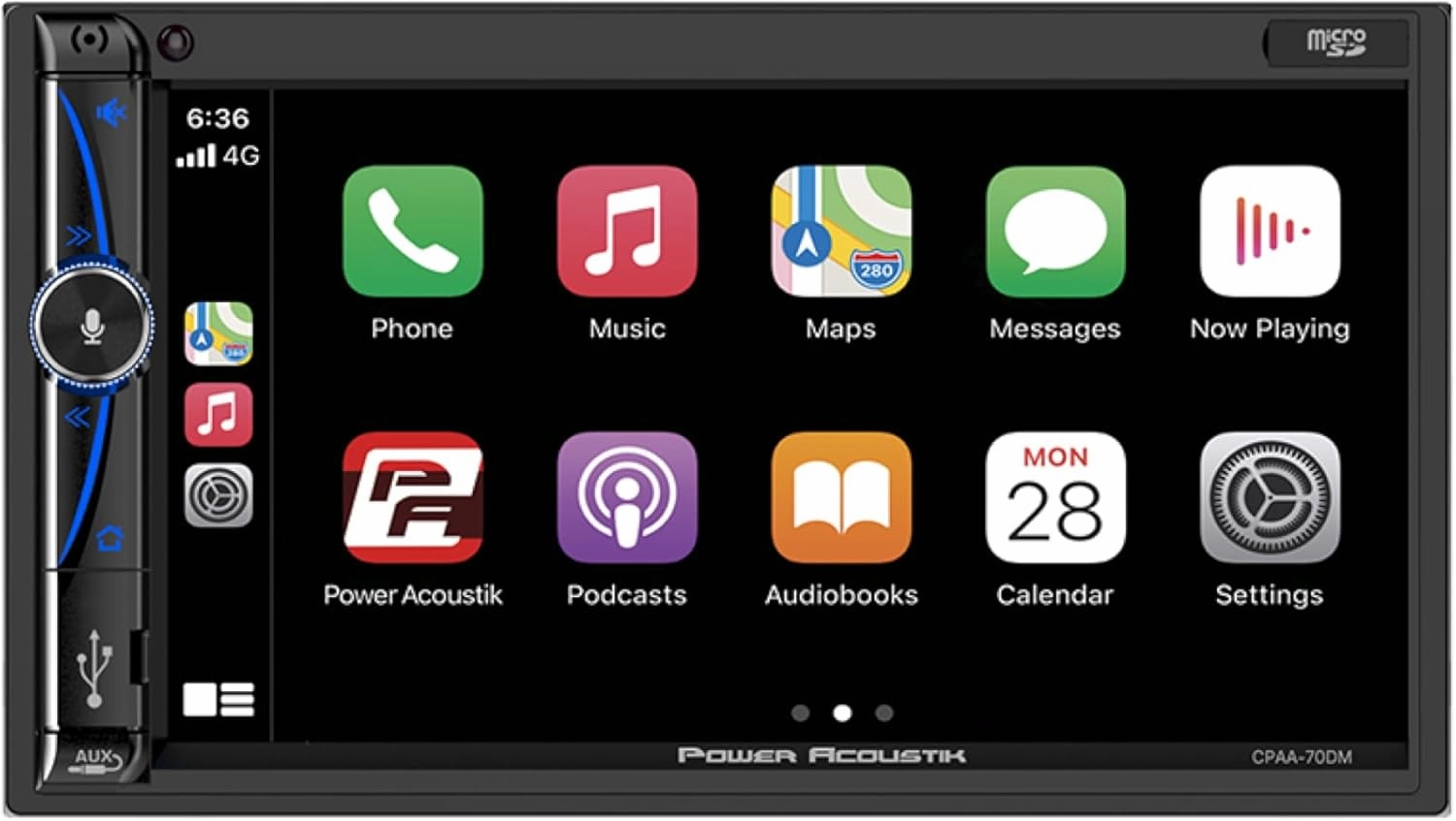 CPAA-70DM 7-inch Double Din Car Stereo HD Touchscreen Apple Carplay, Android Auto Bluetooth Multimedia Radio, Car Play Mirror Link Car Audio Receiver Backup Camera Ready, USB SD AUX MP3 MP4 Media