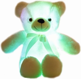Creative Light Up LED Inductive Teddy Bear Stuffed Animals Plush Toy Colorful Glowing Teddy Bear, 20- Inch(White)