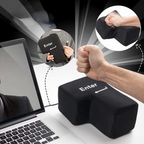 Creative Super Sized Giant Enter Key USB Big Enter Button Comfortable Economic Desktop Pillow Stress Relief Punch Bag Pillow Office Desktop Travel Nap for Anti Stress Relief (Black)