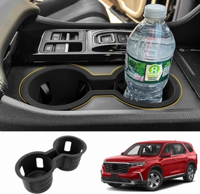 Cup Holder Compatible with 2023-2025 Honda Pilot Car Center Console Cup Holder Silicone Insert Storage Box Interior Armrest Organizer for 2024 2025 Honda Ridgeline&Passport Accessories (Black)