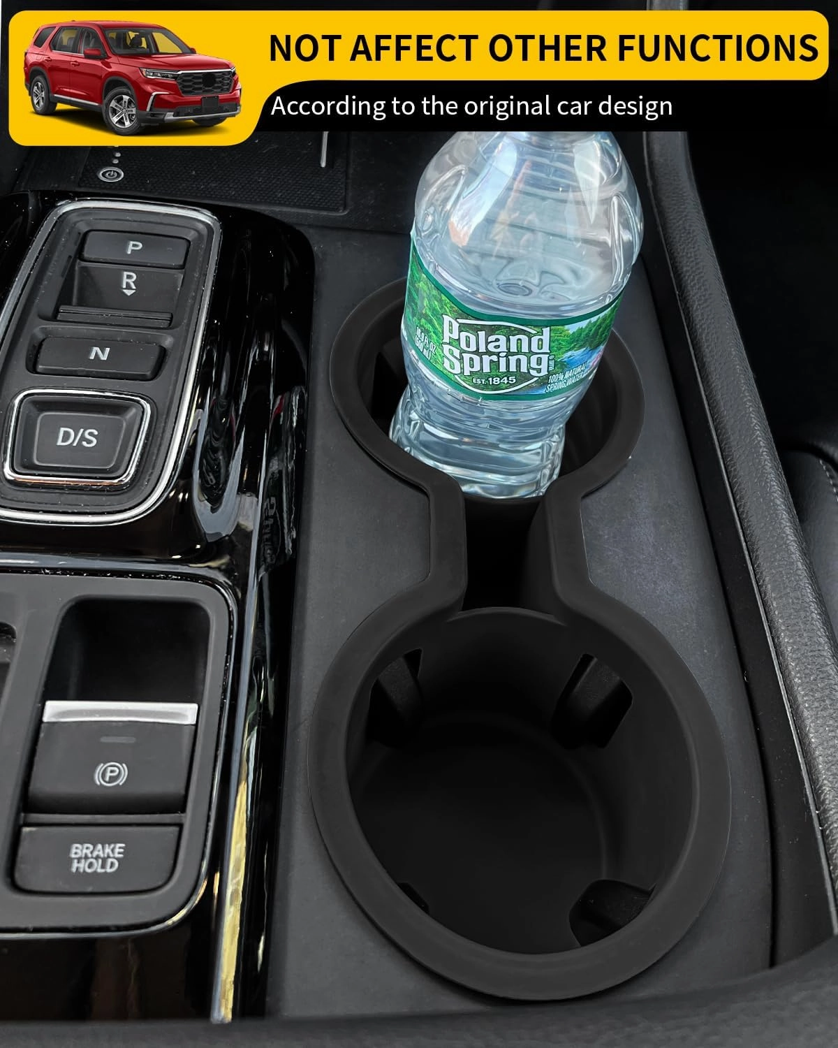 Cup Holder Compatible with 2023-2025 Honda Pilot Car Center Console Cup Holder Silicone Insert Storage Box Interior Armrest Organizer for 2024 2025 Honda Ridgeline&Passport Accessories (Black)