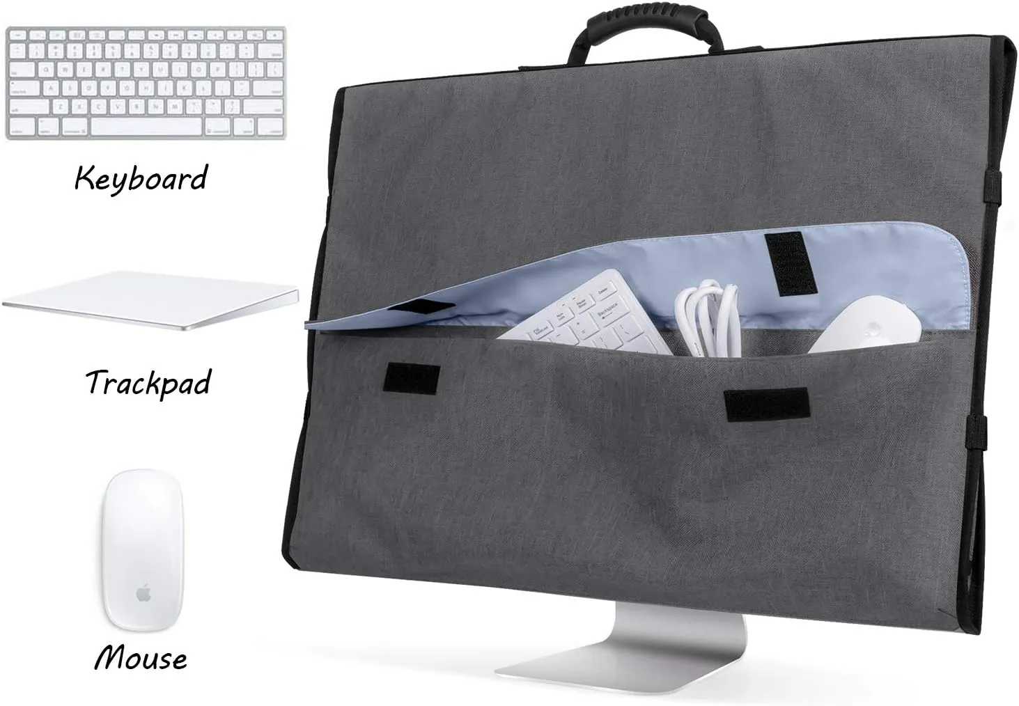 CURMIO Travel Carrying Bag Compatible with Apple 21.5" iMac Desktop Computer, Protective Storage Case Monitor Dust Cover Compatible with 21.5" iMac Screen and Accessories, Gray, Patent Pending