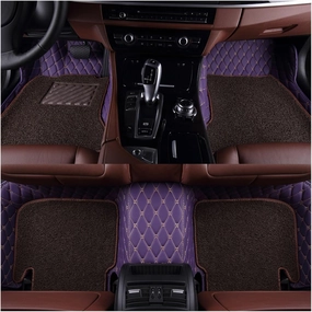 Custom Double Layer Car Floor Mat Compatible for Genesis GV70 2021 2022 2023 Auto Carpet Accessories Syling Interior Parts (Color : Purple)