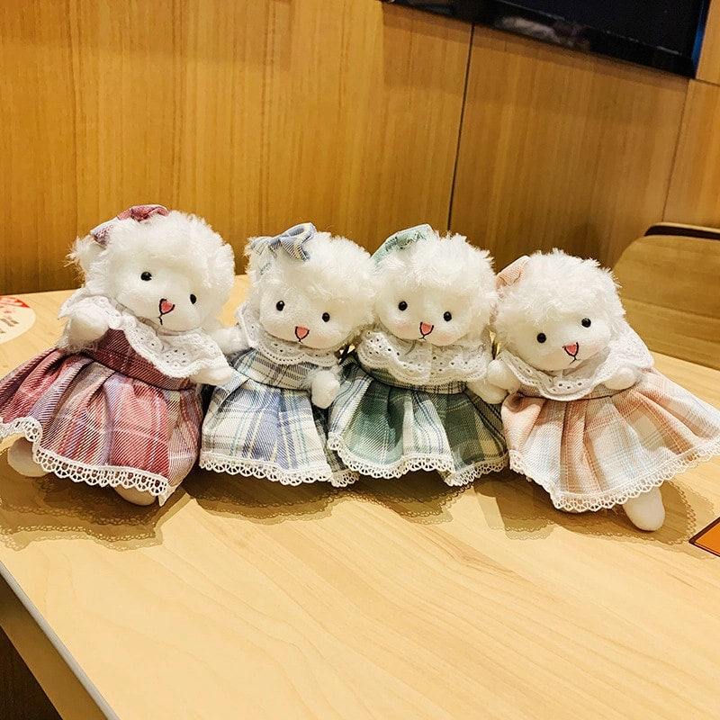 Cute Llama In Dress Plush Keychain