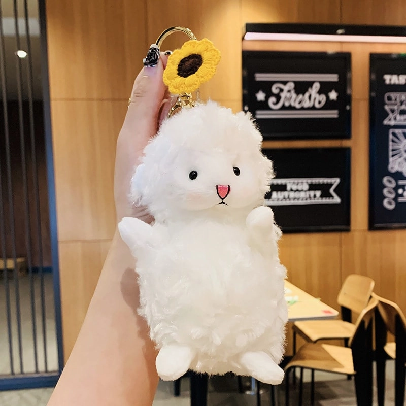 Cute Llama In Dress Plush Keychain