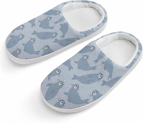 Cute Seal Arctic Animals Print Slippers for Boys Girls Home Cotton Slippers Non-Slip Warm Little Kids Slippers