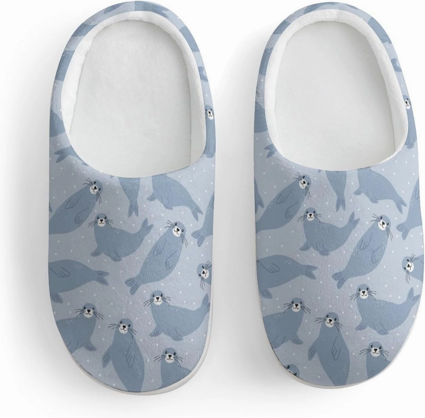 Cute Seal Arctic Animals Print Slippers for Boys Girls Home Cotton Slippers Non-Slip Warm Little Kids Slippers