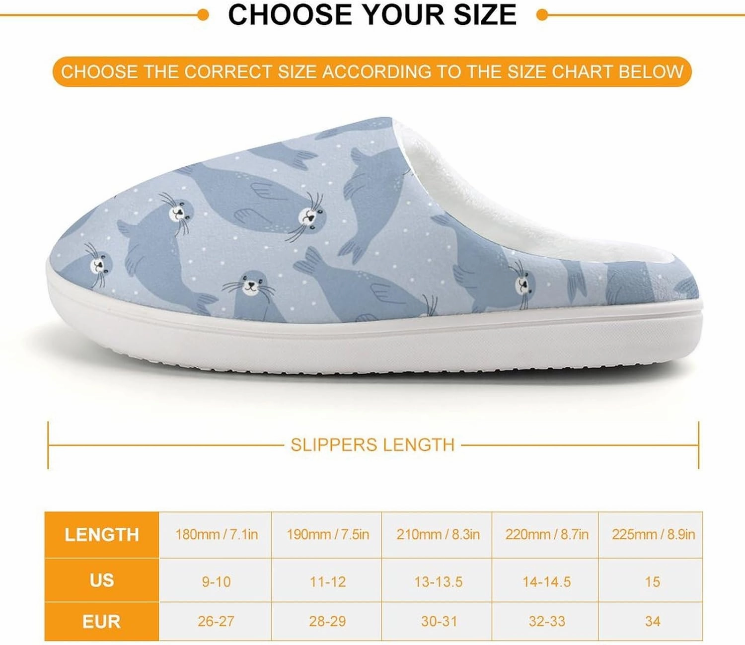 Cute Seal Arctic Animals Print Slippers for Boys Girls Home Cotton Slippers Non-Slip Warm Little Kids Slippers