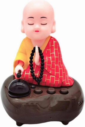 Cute Shaking Head Monk Toy Resin Ornaments USB Powered Kids Gifts Car Interior Decoration Dashboard Home Window Sill Ornament Desktop Toy Gift