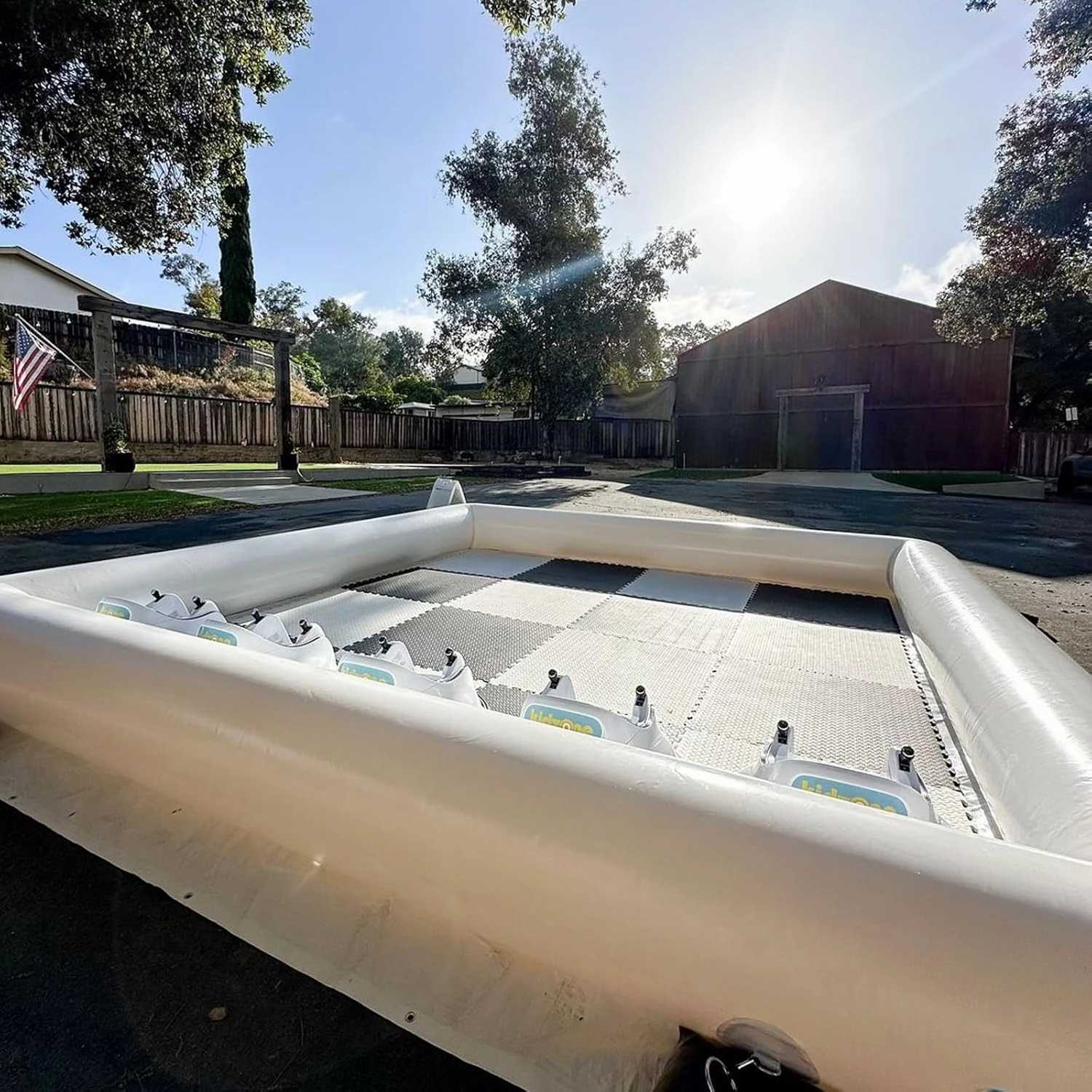 CZGBRO Inflatable Bumper Car Racing Track - Mini Inflatable Race Track with Pump Go Kart Race Pipe Without Bottom(White, 14.5 * 14.5FT)