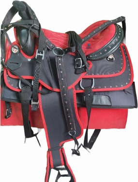 D&L Saddlery Classic Western Barrel Racing Handmade Synthetic Cordura Horse Saddle Lightweight Barrel Racing Saddle Trail Tack Equestrian Horse Saddle Tack Size 10" to 18" inches Seat Available