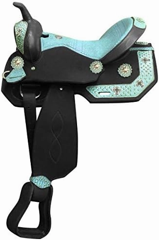 D&L Saddlery Classic Western Barrel Racing Handmade Synthetic Cordura Horse Saddle Lightweight Barrel Racing Saddle Trail Tack Equestrian Horse Saddle Tack Size 10" to 18" inches Seat, SYN47