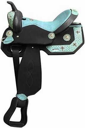 D&L Saddlery Classic Western Barrel Racing Handmade Synthetic Cordura Horse Saddle Lightweight Barrel Racing Saddle Trail Tack Equestrian Horse Saddle Tack Size 10" to 18" inches Seat, SYN47