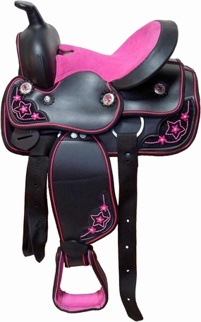 D&L Saddlery Classic Western Barrel Racing Handmade Synthetic Cordura Horse Saddle Lightweight Barrel Racing Saddle Trail Tack Equestrian Horse Saddle Tack Size 10" to 18" inches Seat, SYN59