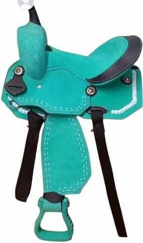 D&L Saddlery Synthetic Western Barrel Racing Horse Saddle Classic Handmade Cordura Lightweight Barrel Racing Saddle Trail Tack Equestrian Horse Saddle Tack Size 10" to 18" inches Seat, S
