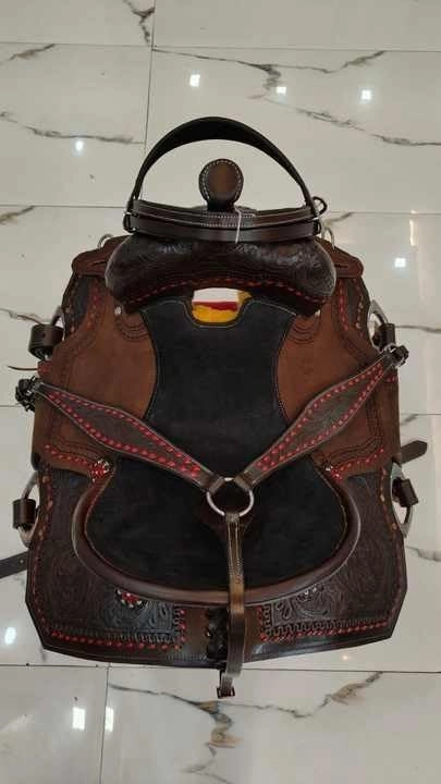 D&L SADDLERY Western Barrel Racing Wooden Tree Horse Saddles Handmade Leather Comfort for Horses Trail Equestrian Tooled Carved Horse Saddle Riding Size: 10-18 inches Seat, ER04