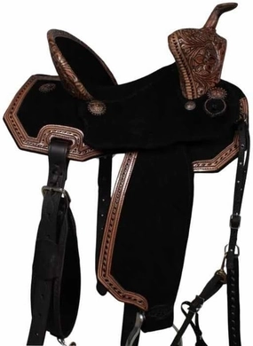 D&L SADDLERY Western Barrel Racing Wooden Tree Horse Saddles Handmade Leather Comfort for Horses Trail Equestrian Tooled Carved Horse Saddle Riding Size: 10-18 inches Seat, EW16