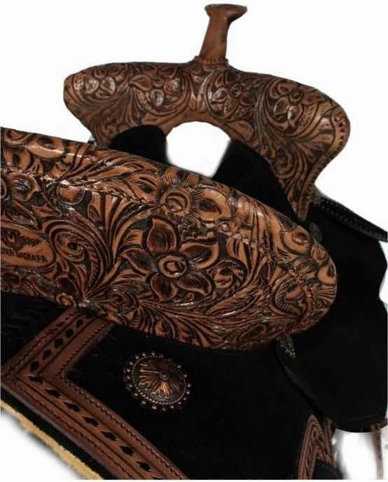 D&L SADDLERY Western Barrel Racing Wooden Tree Horse Saddles Handmade Leather Comfort for Horses Trail Equestrian Tooled Carved Horse Saddle Riding Size: 10-18 inches Seat, EW16