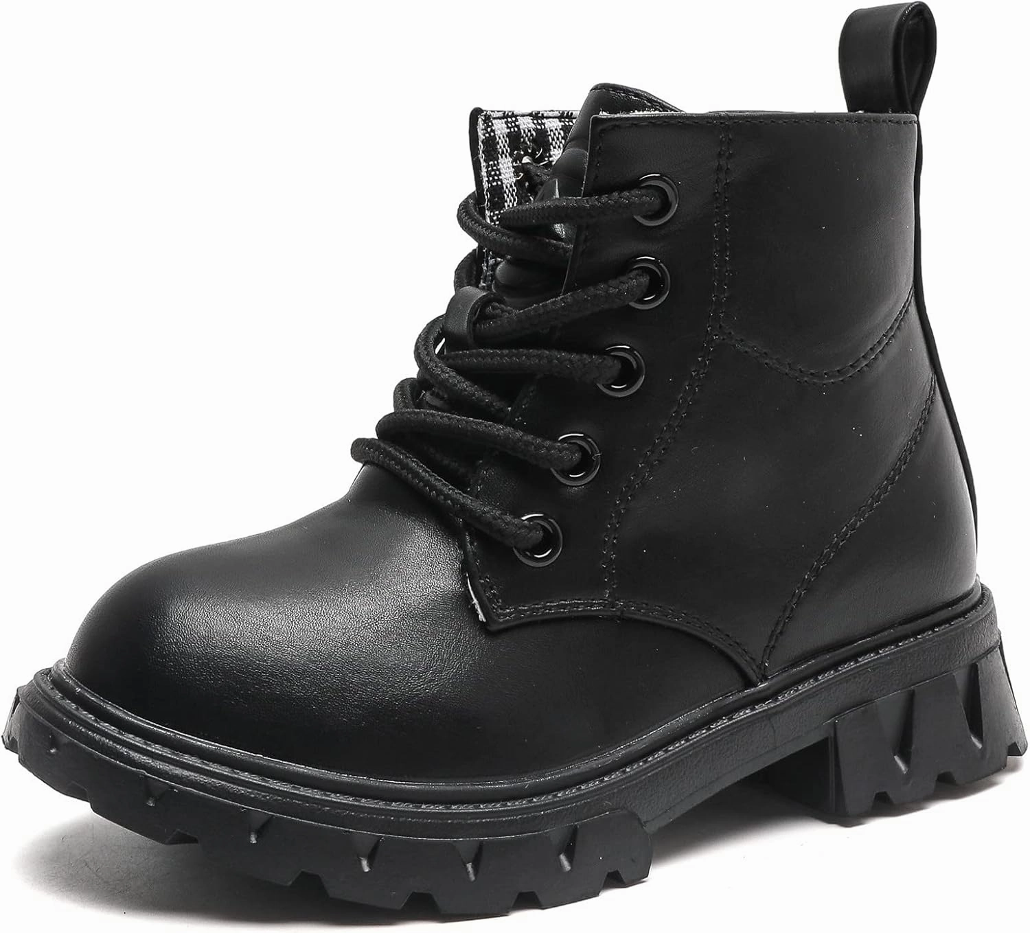 DADAWEN Boys Girls Glitter Ankle Boots Kids Lace Up Waterproof Combat Shoes With Side Zipper for Toddler/Little Kid/Big Kid