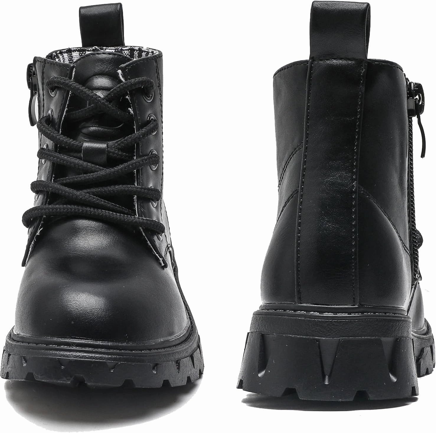 DADAWEN Boys Girls Glitter Ankle Boots Kids Lace Up Waterproof Combat Shoes With Side Zipper for Toddler/Little Kid/Big Kid