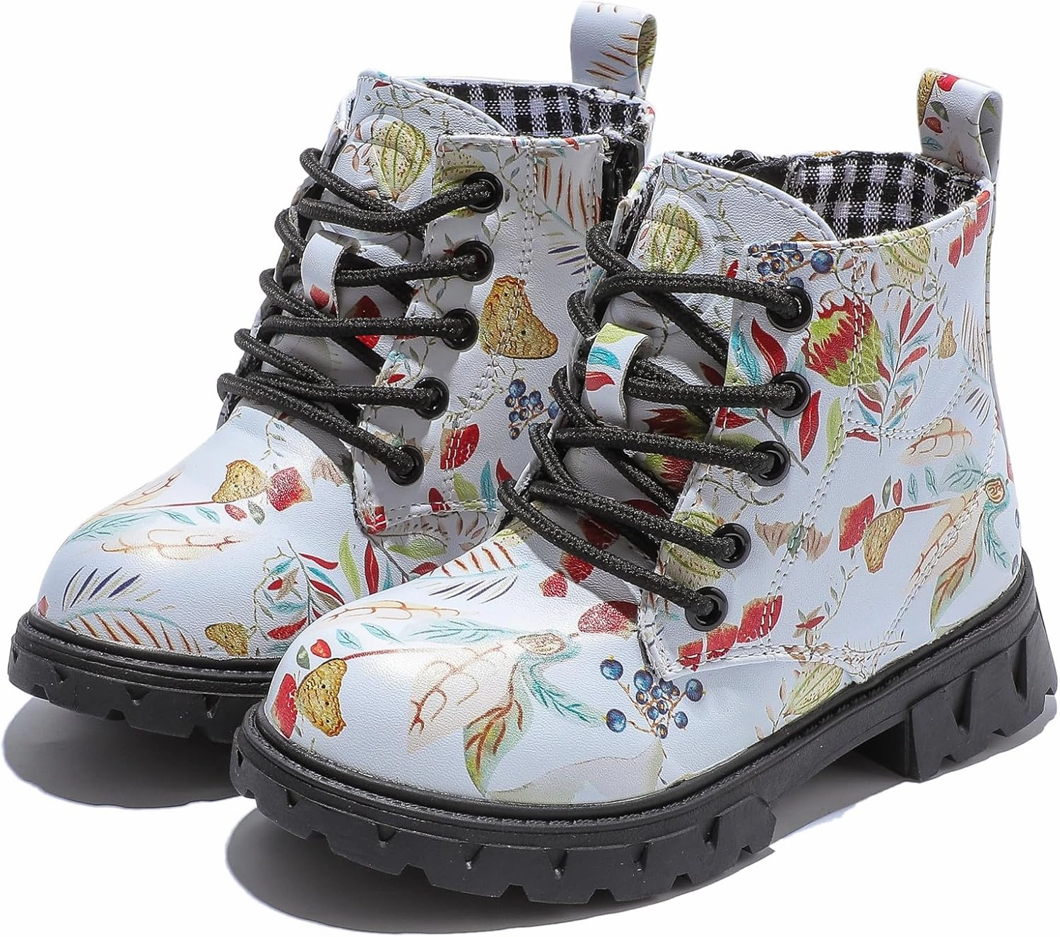 DADAWEN Boys Girls Glitter Ankle Boots Kids Lace Up Waterproof Combat Shoes With Side Zipper for Toddler/Little Kid/Big Kid