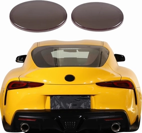 Daeiclru Smoked Front Grille Rear Tailgate Emblem Cover Compatible with Toyota Supra GR A90 A91 MK5 2019-2024, ABS Front Rear Logo Overlay Decorative Protection Cover Accessories 2PCS