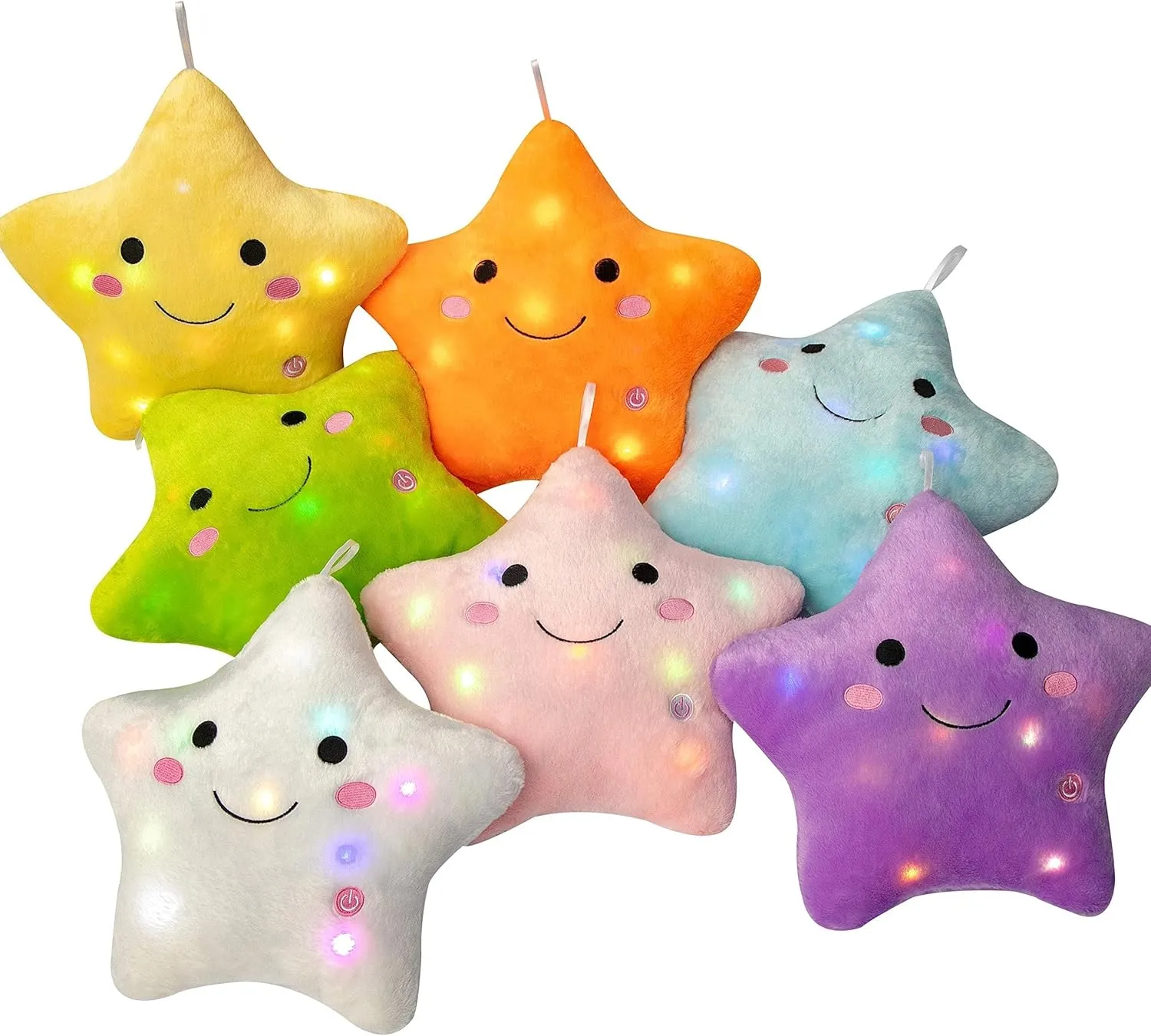 DearSun 13''Creative Twinkle Star Colorful Night Light Plush Pillows Light up Night Stuffed Toys Perfect for Birthday Christmas Holiday Valentines (Green)