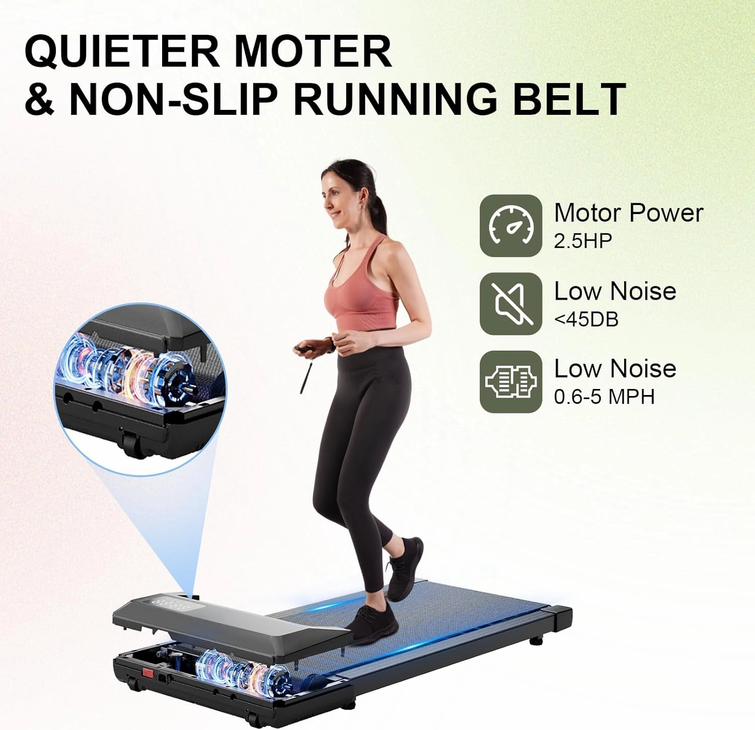 DeerRun 2025 Upgrade Walking Pad, Smart Under Desk Treadmill for Home Office, No-Assembly Treadmills with APP and Remote Control, LED Display, 2.5 HP Quiet Walking Jogging Machine, 300 lbs Capacity