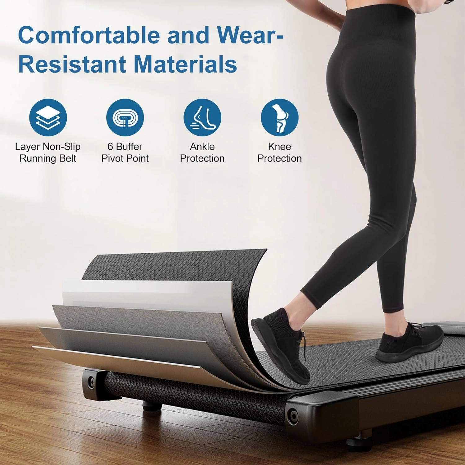 DeerRun 2025 Upgrade Walking Pad, Smart Under Desk Treadmill for Home Office, No-Assembly Treadmills with APP and Remote Control, LED Display, 2.5 HP Quiet Walking Jogging Machine, 300 lbs Capacity
