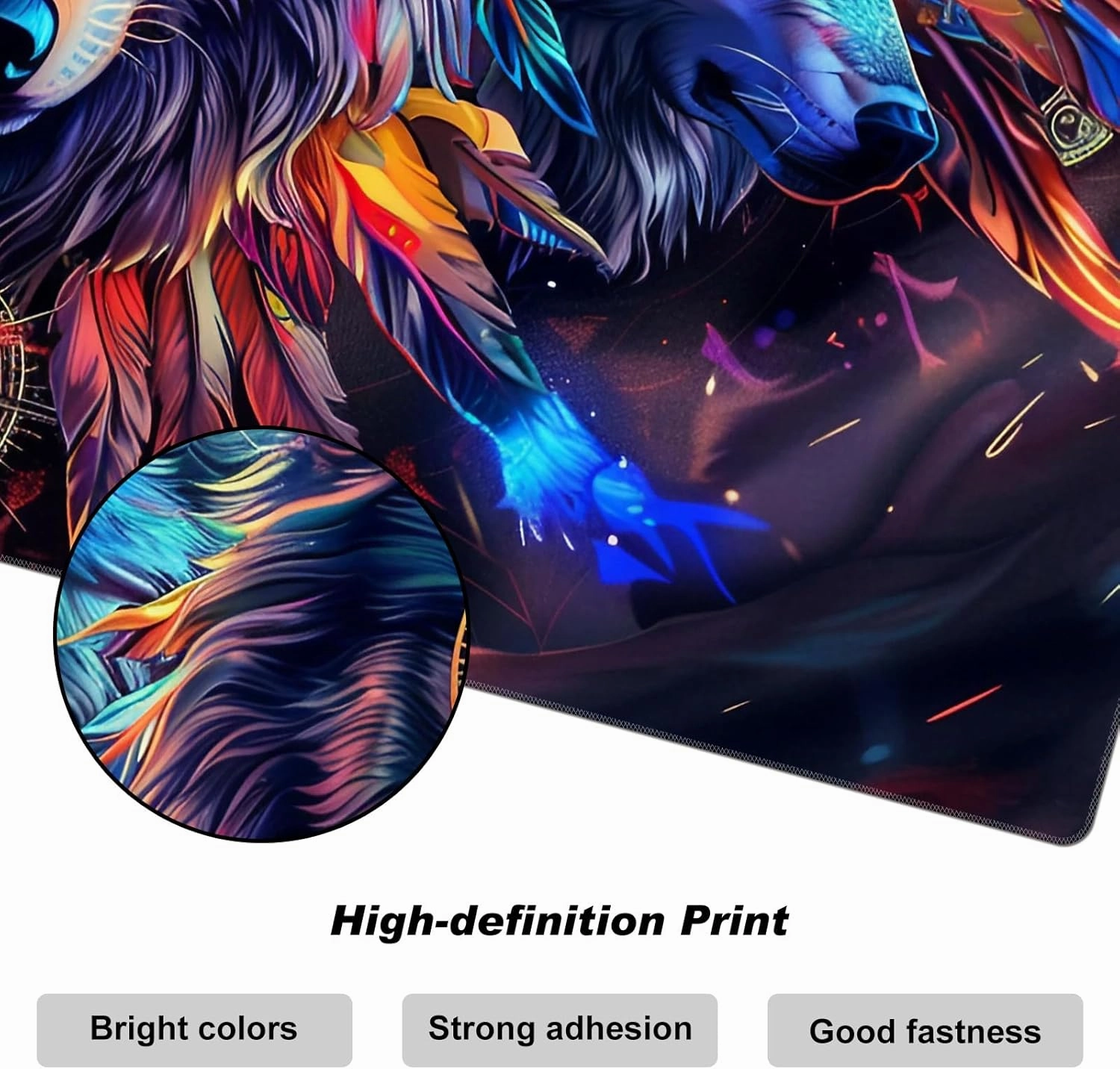 DEGDFSGR for MTG Playmat 24 x 14 inches for TCG Playmats Non-Slip Rubber Base Commander Play Mat HD Cover for Magic The Gathering Playmat Iorcana Trading Card Game, Wolf with Wings Dreamcatcher