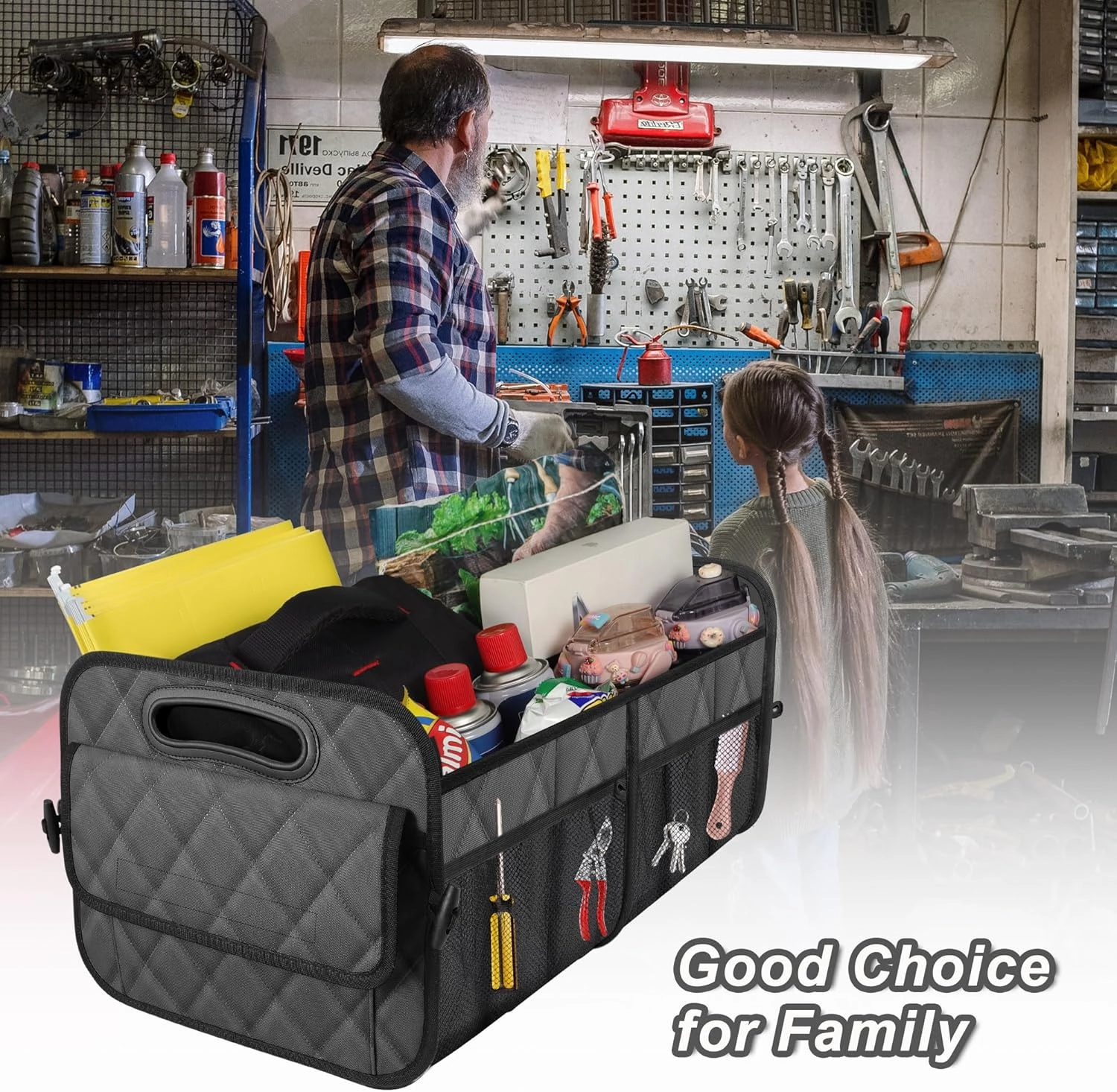 Deosk Car Trunk Organzier for suv,Car Organziers and Storage with 6 Big Pocket,Car Accessories for Women/Men 50L Waterproof Polyester Trunk Organzier for Car/SUV/Minivan/Truck(Medium,Charcoal)