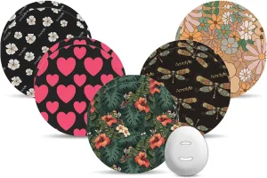 Dexcom G7 Adhesive Patches, 10-Pack Dexcom Stelo Overpatches, Bump-Proof with Hard Cap, Waterproof, Breathable, Medical Adhesive, 10-Day CGM Protection (Heart Printed)