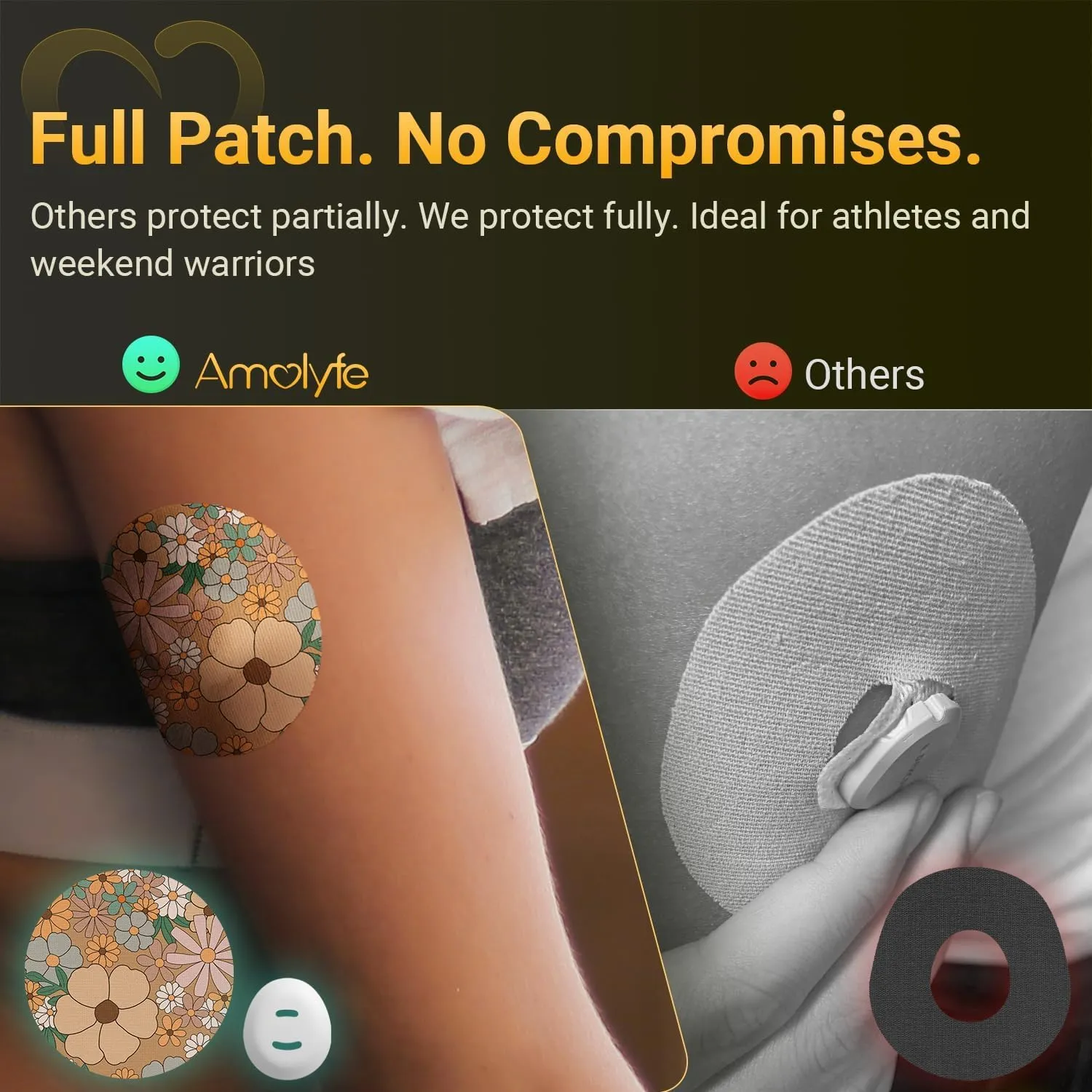 Dexcom G7 Adhesive Patches, 10-Pack Dexcom Stelo Overpatches, Bump-Proof with Hard Cap, Waterproof, Breathable, Medical Adhesive, 10-Day CGM Protection (Heart Printed)