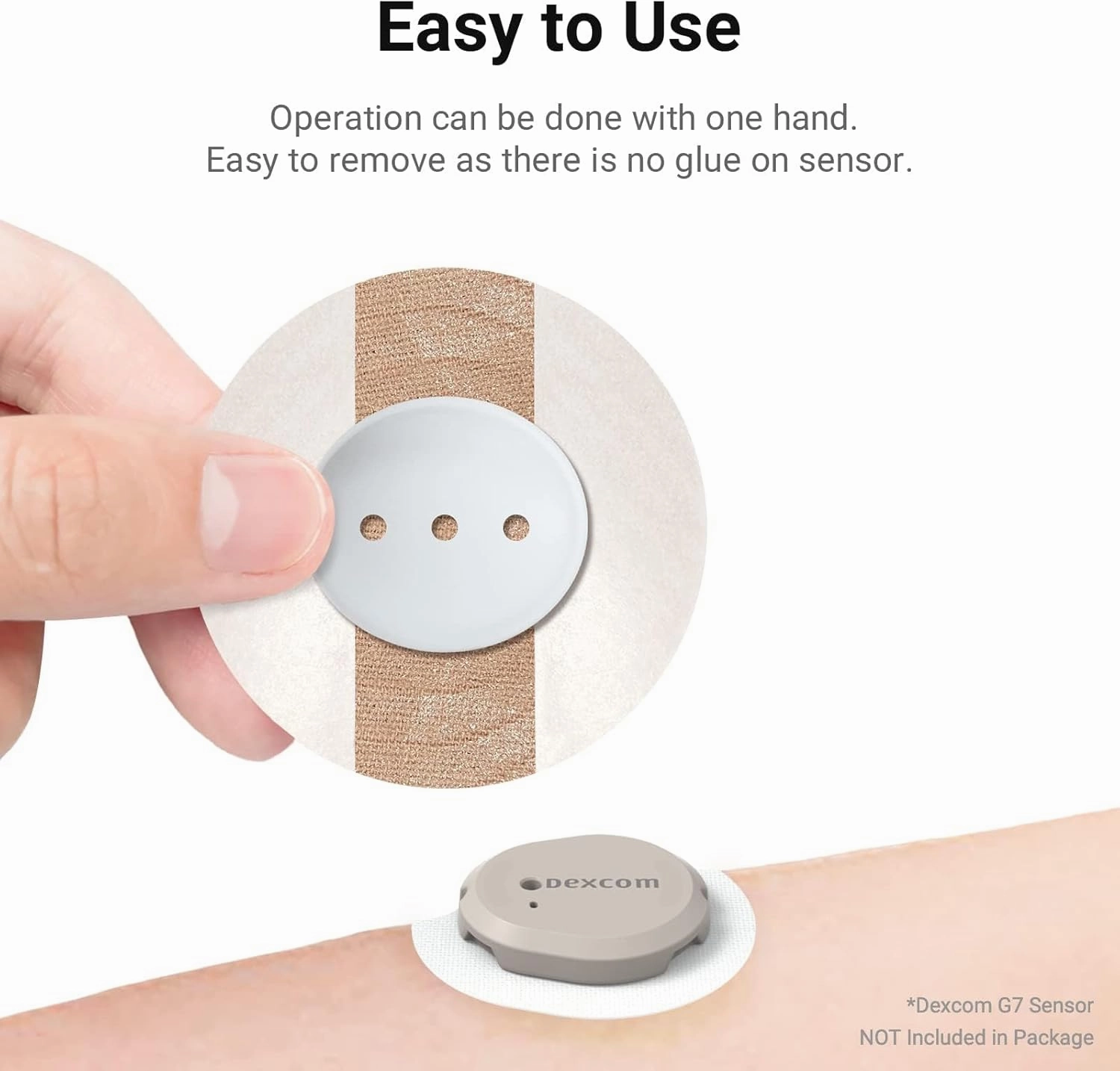 Dexcom G7 Over Patches - Waterproof 25-Pack Dexcom Stelo & G7 Over Patches with Reusable Hardshell Cover, Latex-Free, Hypoallergenic, Long-Lasting, Breathable (TAN)