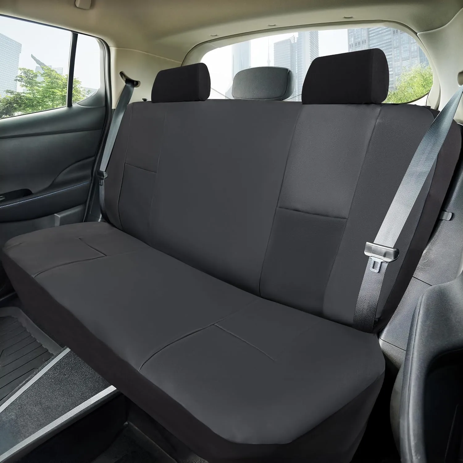 DICKIES 3-Piece Petersen Seat Covers, Vegan Leather Seat Covers for Cars, Trucks, SUVs — Black