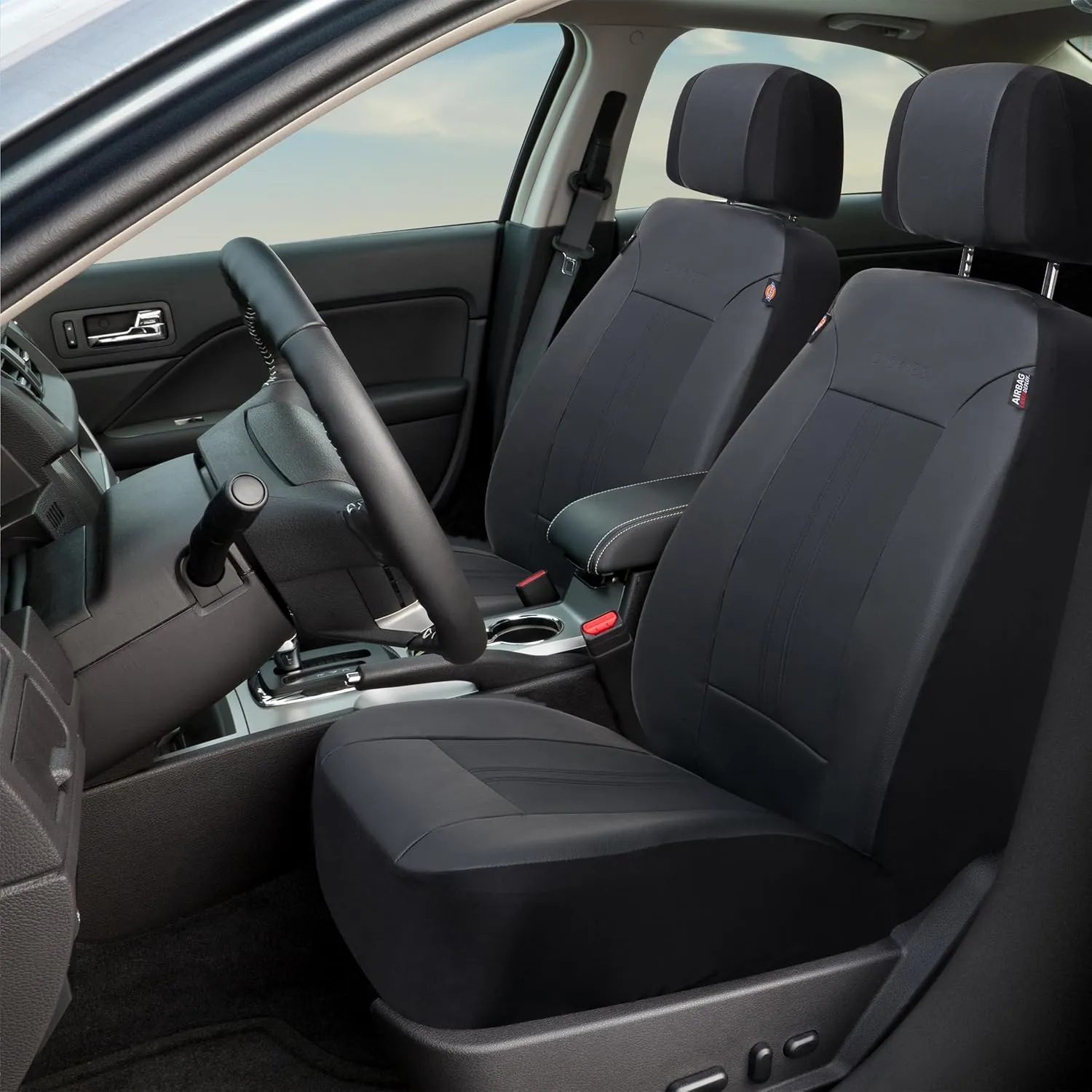 DICKIES 3-Piece Petersen Seat Covers, Vegan Leather Seat Covers for Cars, Trucks, SUVs — Black