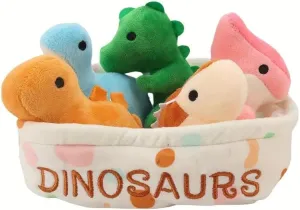 Dinosaur Plush Toy, 5PCS Dinosaur Stuffed Animals with Basket, Creative Present for Boys Girls Kids
