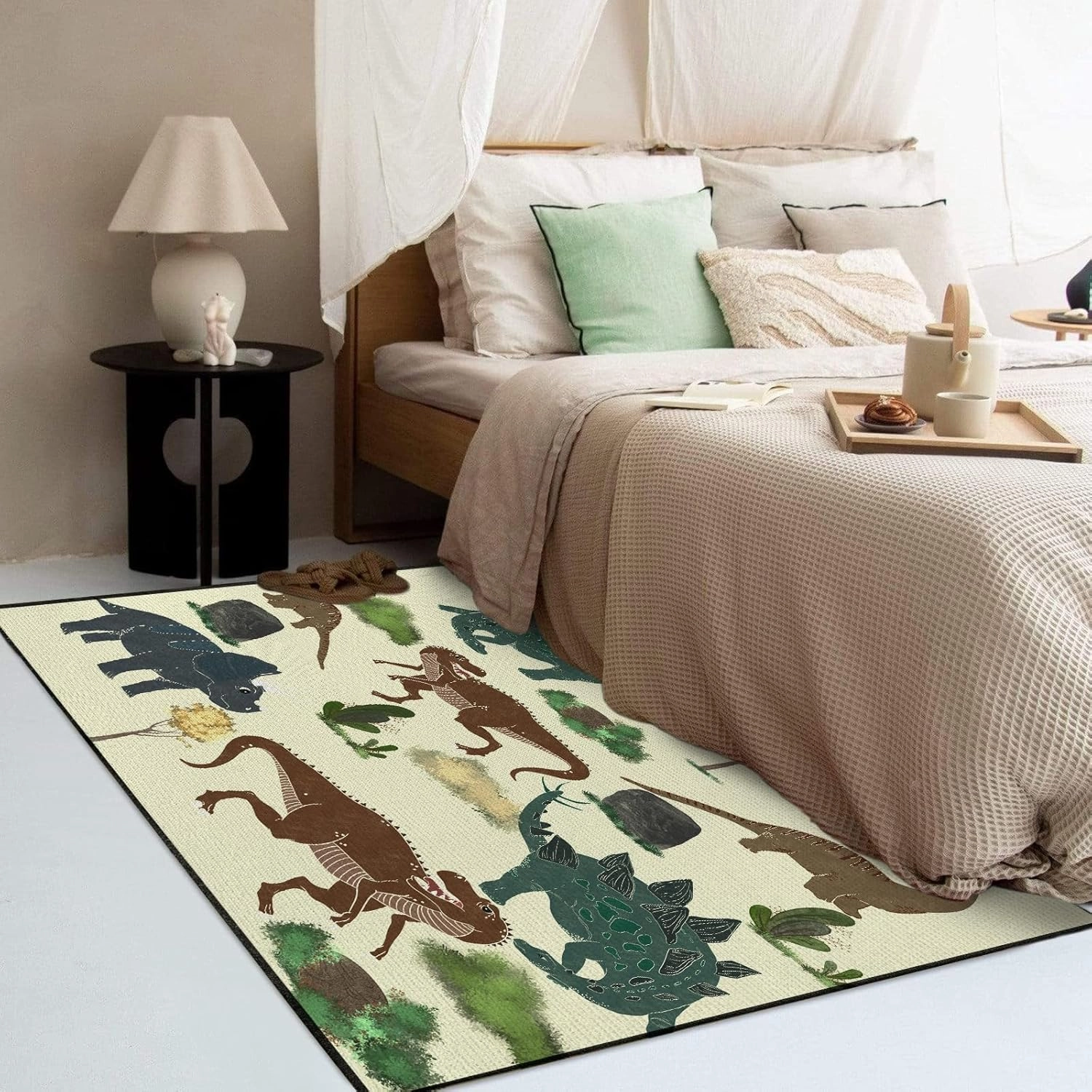 Dinosaur Carpet Rug for Kids Bedroom - Washable Non-Slip Play Mat for Boys Girls - Area Rug 59 * 39inch - Room Decor for Bedroom Playroom Kidroom Floor