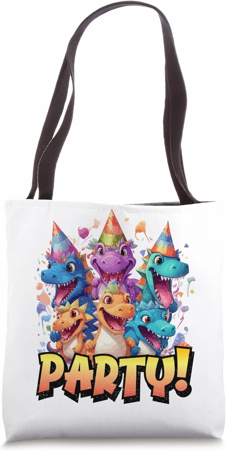 Dinosaur Prehistoric Party Crew Happy Dino-Mite Birthday Tote Bag