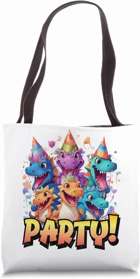 Dinosaur Prehistoric Party Crew Happy Dino-Mite Birthday Tote Bag