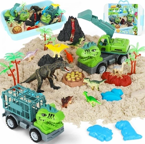 Dinosaur Sensory Bin,Dinosaur Toys for Kids, Paleontology Science Play Sand Set,2lb,Sand Box with Lid,11 Dinos-Christmas Birthday Gift for Boys Girls Toddlers Ages 3 4 5 6 7 8