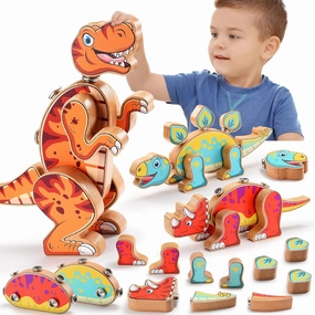 Dinosaur Toys for 3 4 5  Year Old Boys, Dinosaur Building Blocks Set Kids STEM Take Apart Toys Educational Learning Toys Ideal Party Favors Christmas Birthday Gifts for 3-8 Years Old Kids Boys Girls