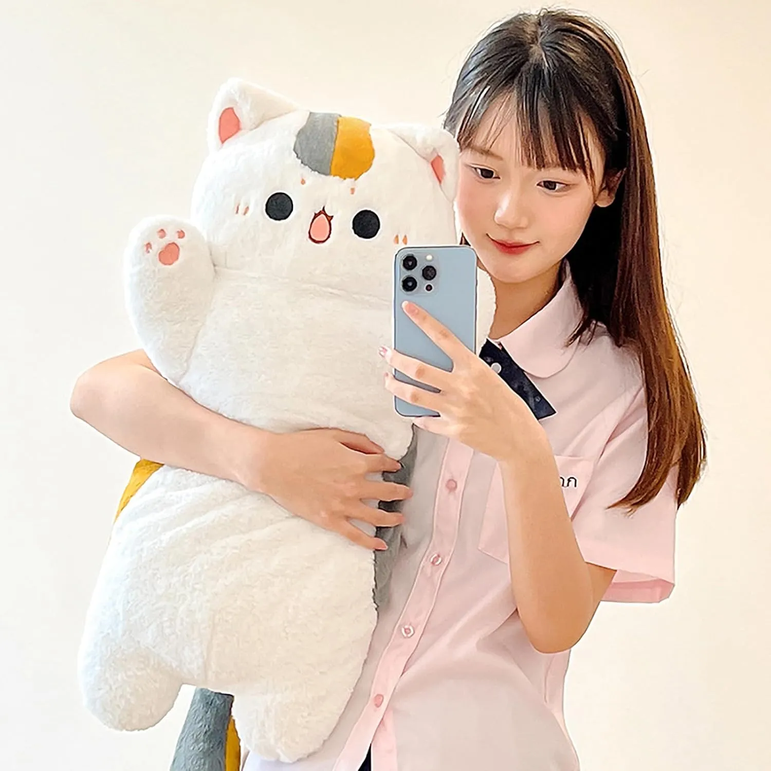 Ditucu 11.8 inch Taiyaki Cat Plush Pillow Cute Kitten Inside Fish 2 in 1 Soft Stuffed Animal Plushies Toys with Outfit Sleeping Doll Gifts for Girls Boys