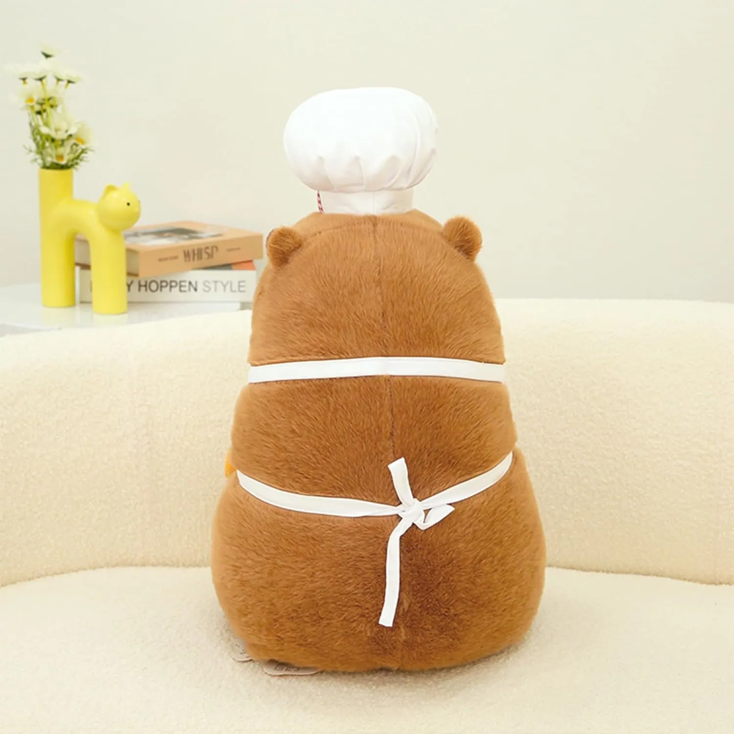 Ditucu Cute Capybara Plush with Cooking Chef Hat French Baguette Bread Capibara Stuffed Animal Soft Plushies Toys Gifts for Kids Brown 9.8 inch