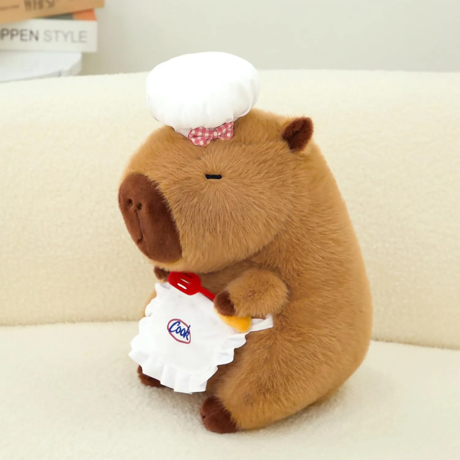 Ditucu Cute Capybara Plush with Cooking Chef Hat Holding Kitchen Shovel Soft Capibara Stuffed Animal Plushies Toys Hugging Gifts for Kids Brown 8.6 inch