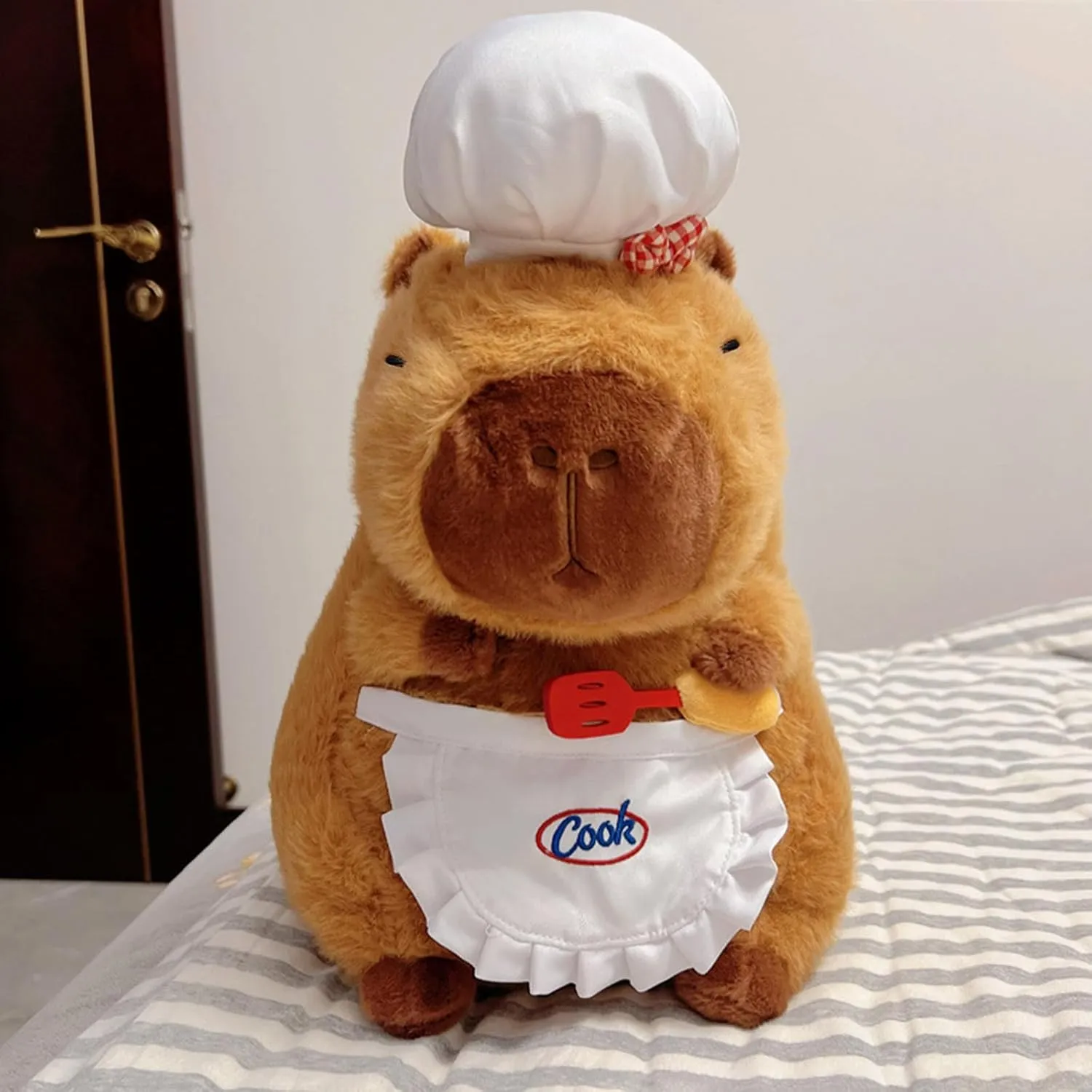 Ditucu Cute Capybara Plush with Cooking Chef Hat Holding Kitchen Shovel Soft Capibara Stuffed Animal Plushies Toys Hugging Gifts for Kids Brown 8.6 inch